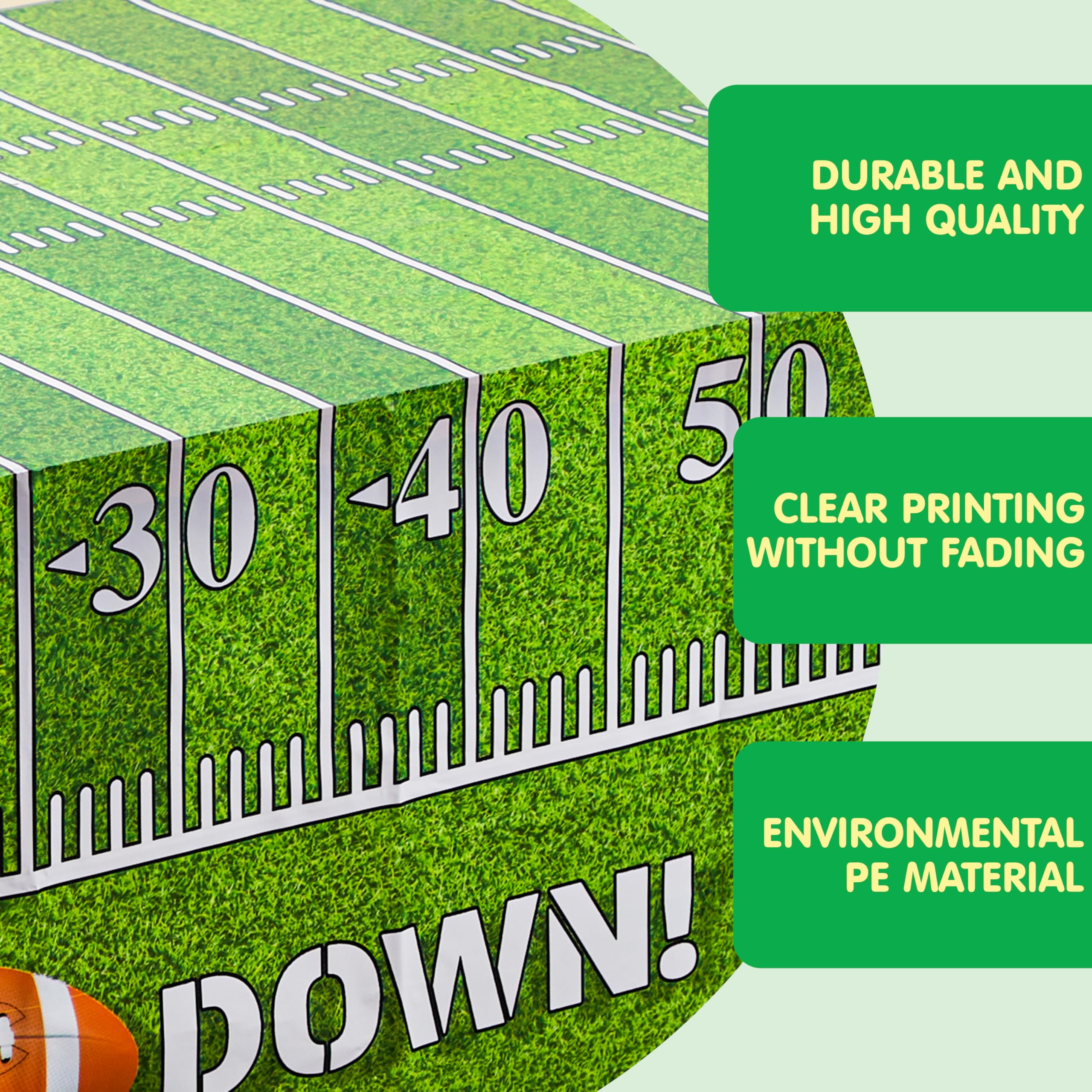 JOYIN 2 Pack Football Table Cover 54x72 – Game Day Tablecloth for Tailgate & Football Parties