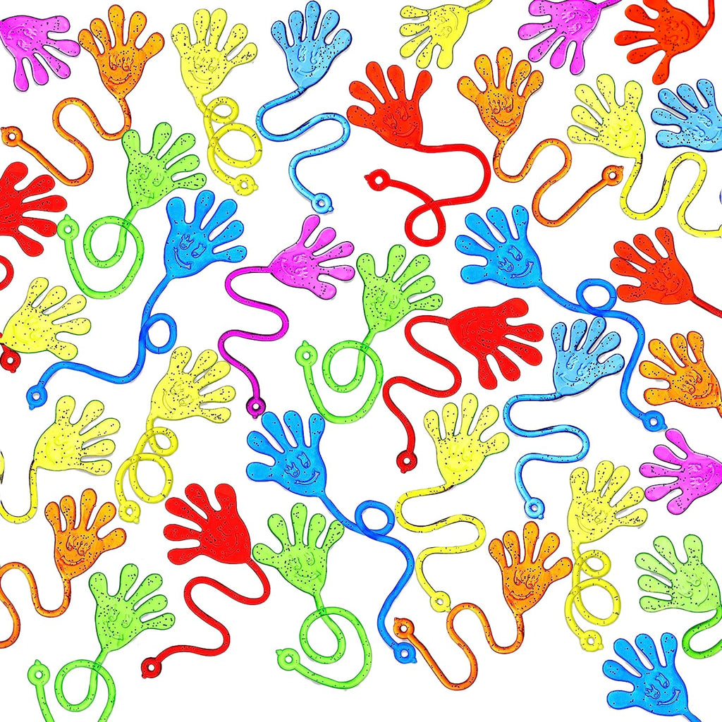 JOYIN 48Pcs Glitter Sticky Hands – Colorful Party Favors & Pinata Fillers