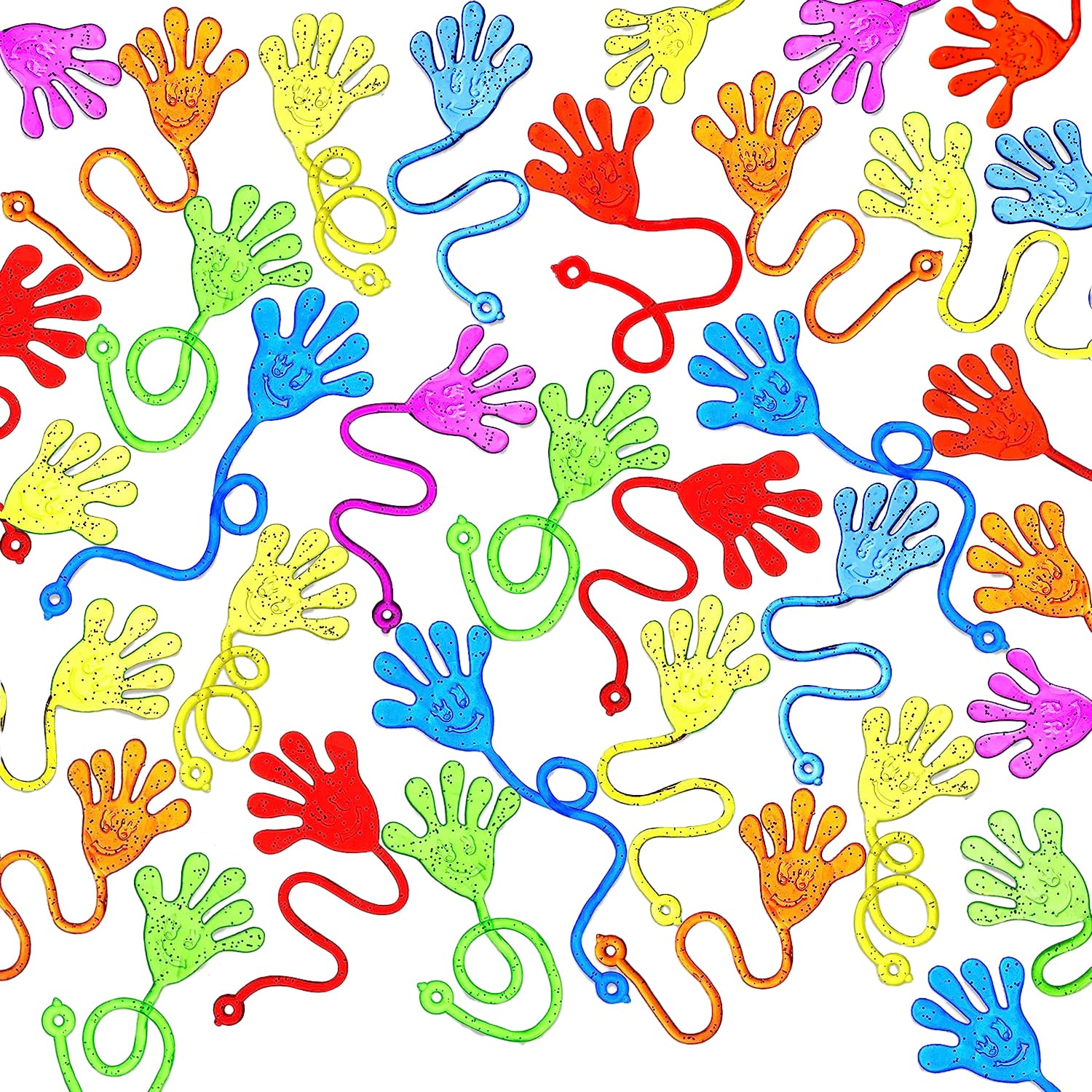 JOYIN 48Pcs Glitter Sticky Hands – Colorful Party Favors & Pinata Fillers