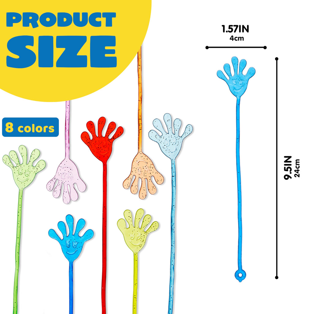JOYIN 48Pcs Glitter Sticky Hands – Colorful Party Favors & Pinata Fillers