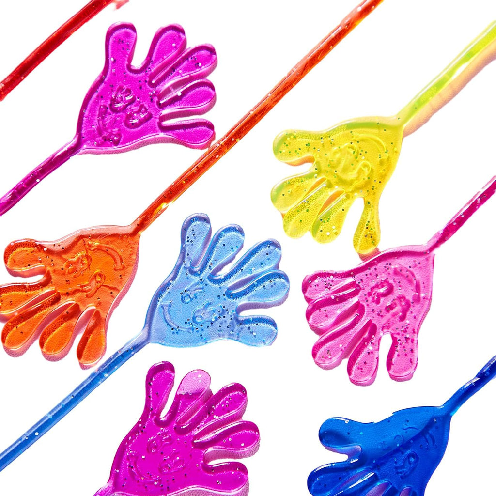 JOYIN 48Pcs Glitter Sticky Hands – Colorful Party Favors & Pinata Fillers