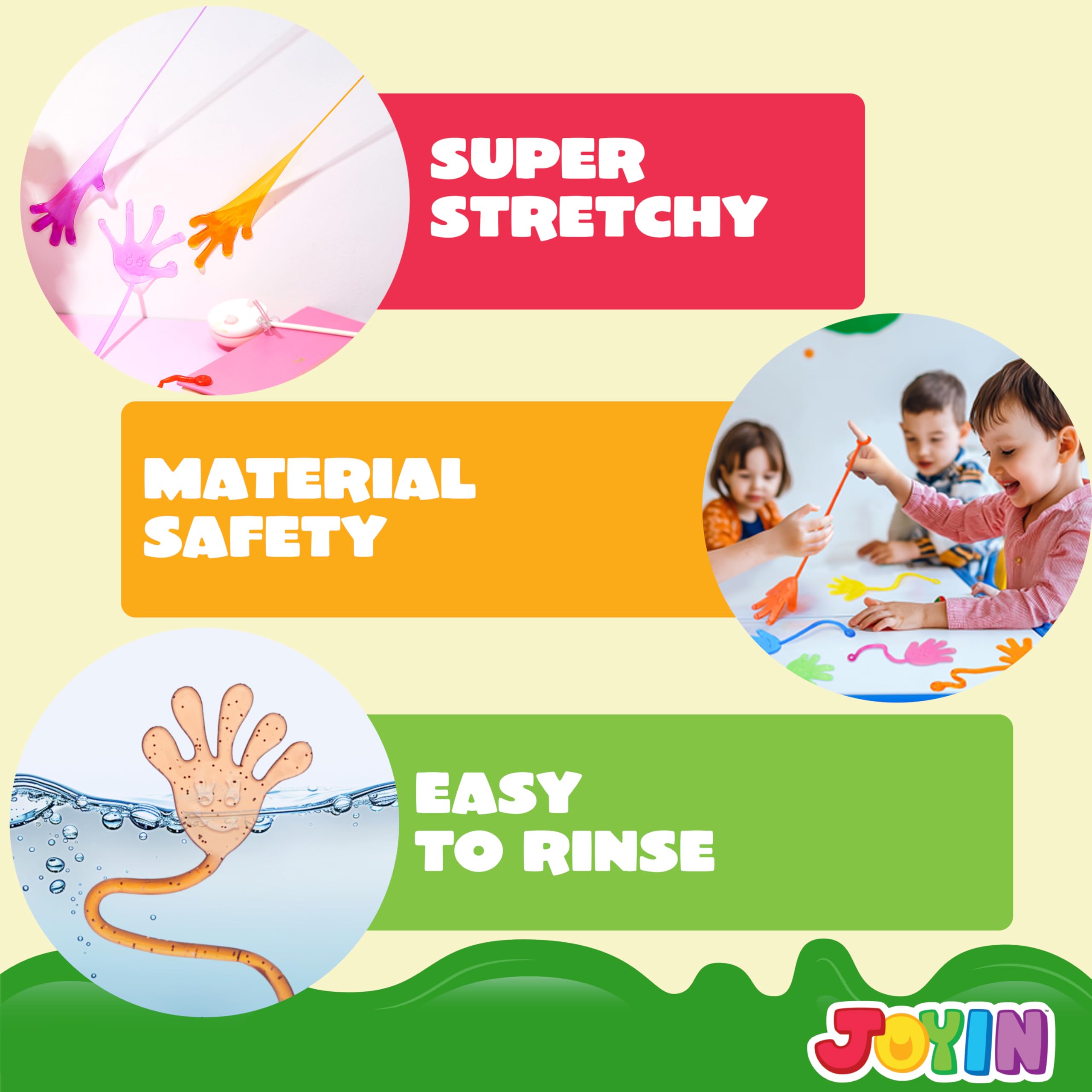 JOYIN 120Pcs Glitter Sticky Hands – Colorful Party Favors, Pinata Fillers & Classroom Prizes