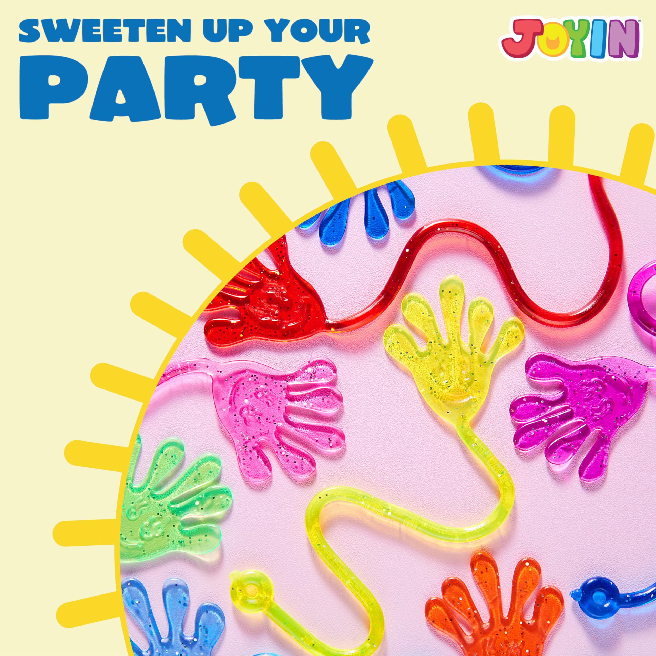 JOYIN 48Pcs Glitter Sticky Hands – Colorful Party Favors & Pinata Fillers