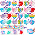 JOYIN 30 Pack Heart Pop Bubble Keychains with Valentines Cards – Classroom Gifts & Party Favors