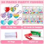 JOYIN 30 Pack Heart Pop Bubble Keychains with Valentines Cards – Classroom Gifts & Party Favors