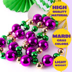 JOYIN 6-Pack 44-Inch Mardi Gras Jumbo Bead Necklaces – Gold Green Purple Party Beads