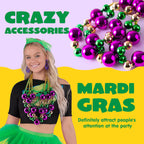 JOYIN 6-Pack 44-Inch Mardi Gras Jumbo Bead Necklaces – Gold Green Purple Party Beads