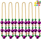 JOYIN 6-Pack 44-Inch Mardi Gras Jumbo Bead Necklaces – Gold Green Purple Party Beads