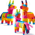 JOYIN 3-Pack Mini Donkey Pinatas – 7x5.5 in Rainbow Cinco de Mayo Party Decor & Fiesta Props