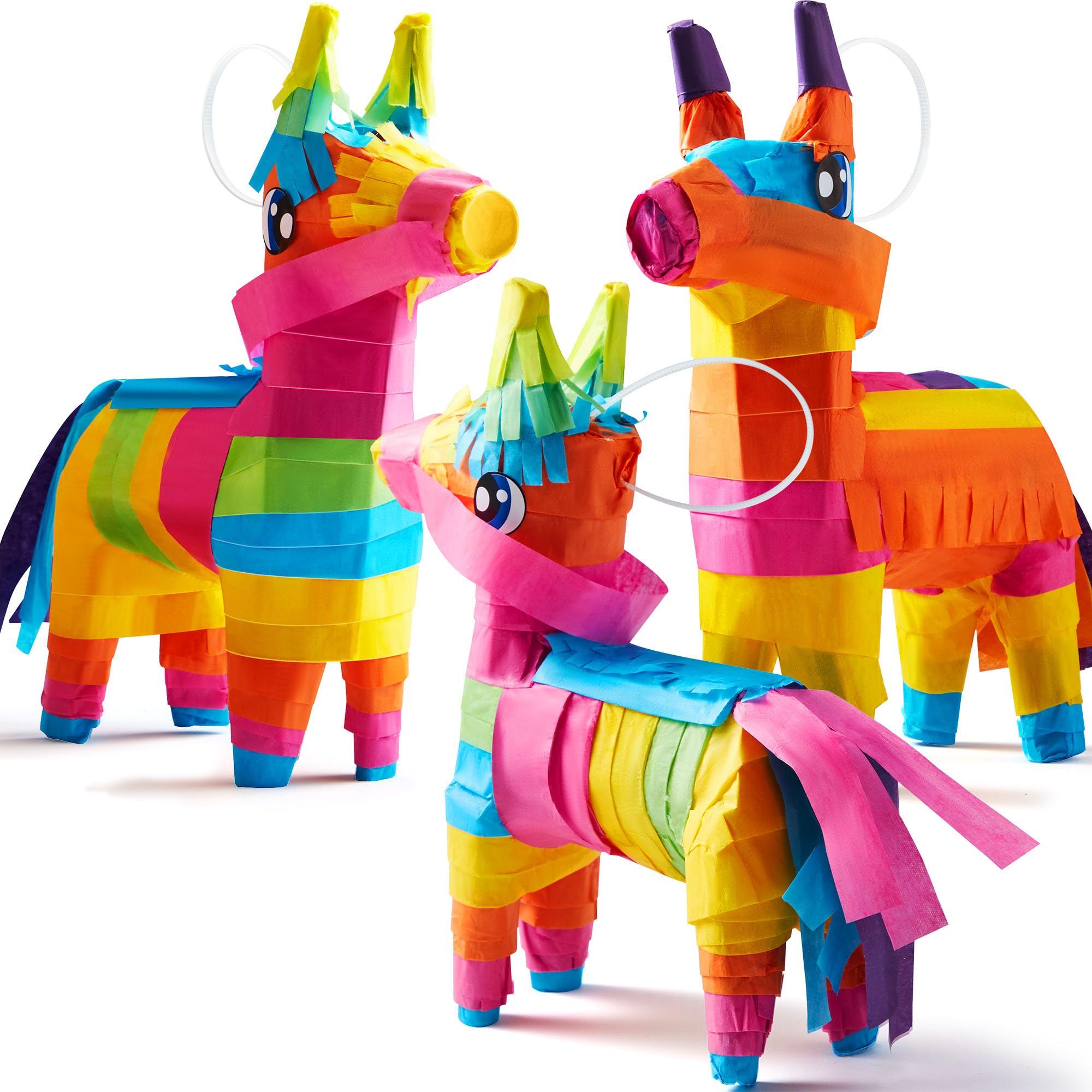 JOYIN 3-Pack Mini Donkey Pinatas – 7x5.5 in Rainbow Cinco de Mayo Party Decor & Fiesta Props