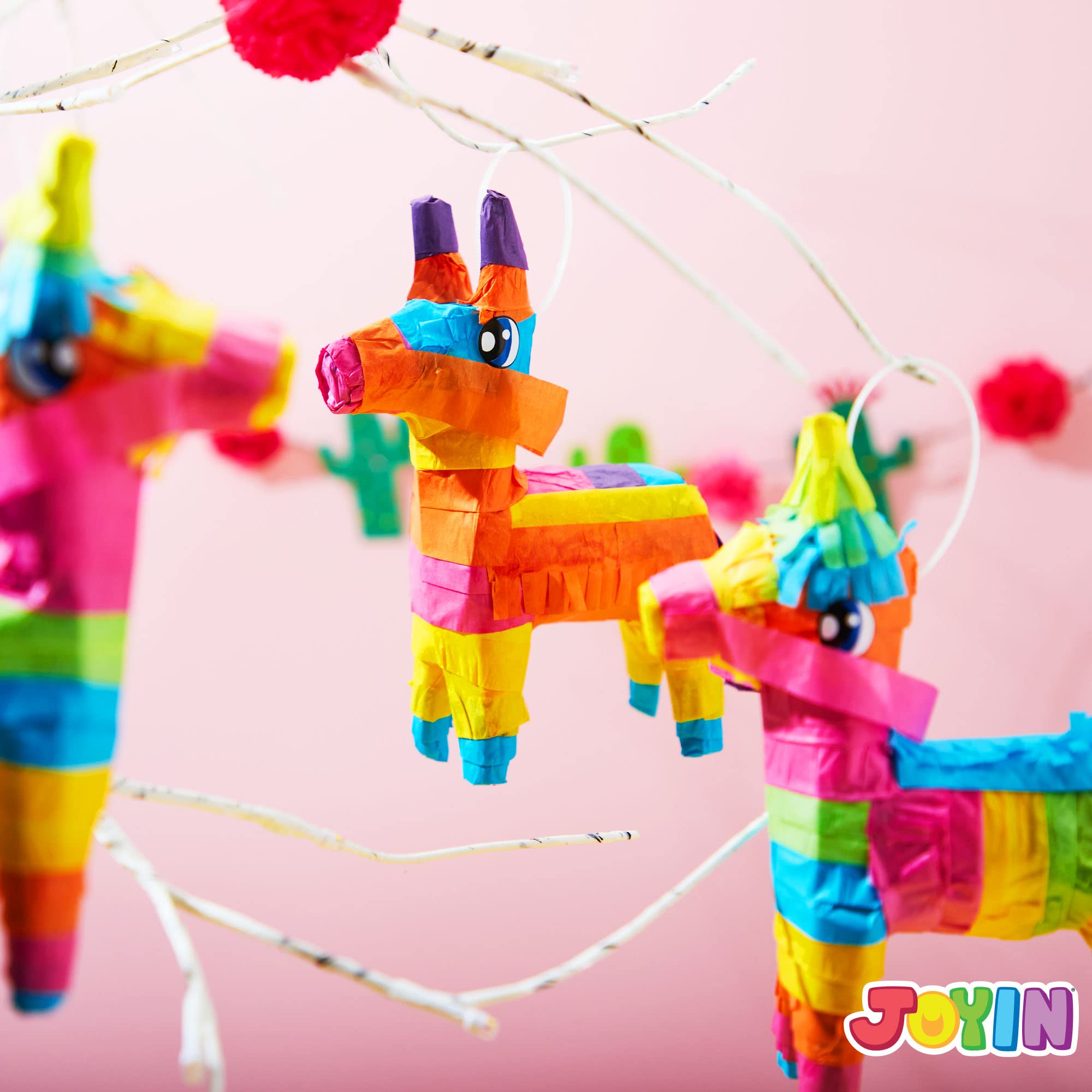 JOYIN 3-Pack Mini Donkey Pinatas – 7x5.5 in Rainbow Cinco de Mayo Party Decor & Fiesta Props