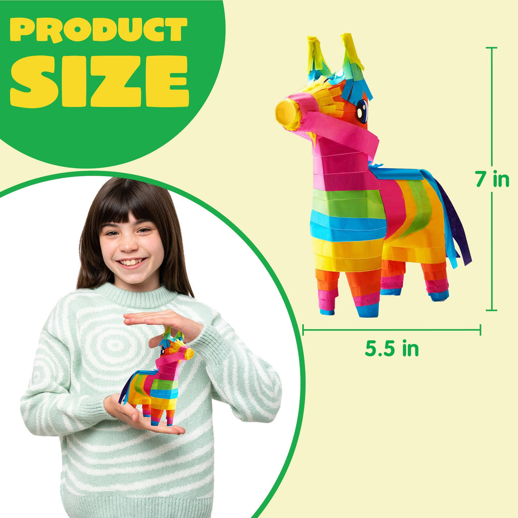 JOYIN 3-Pack Mini Donkey Pinatas – 7x5.5 in Rainbow Cinco de Mayo Party Decor & Fiesta Props