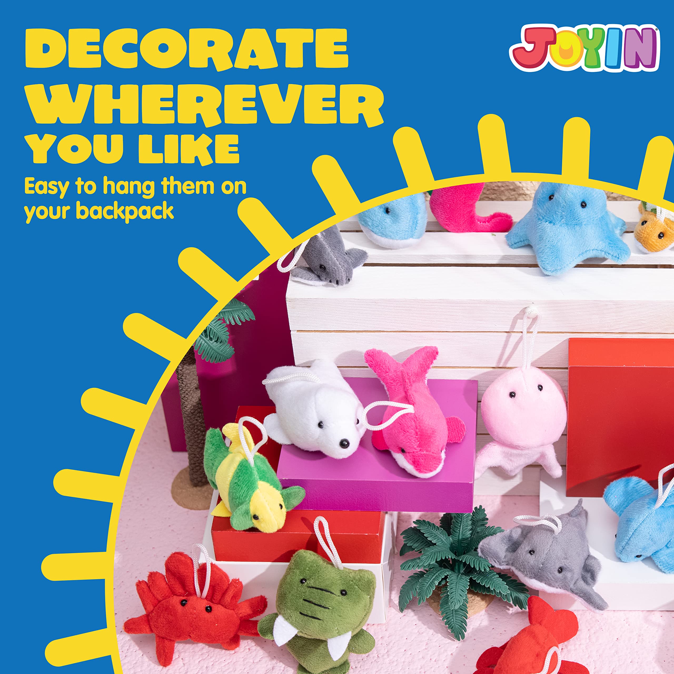 JOYIN 24 Pcs Mini Sea Animal Plush Toys – 3-Inch Stuffed Sea Creatures for Party Favors, Pinata Fillers & Goodie Bags