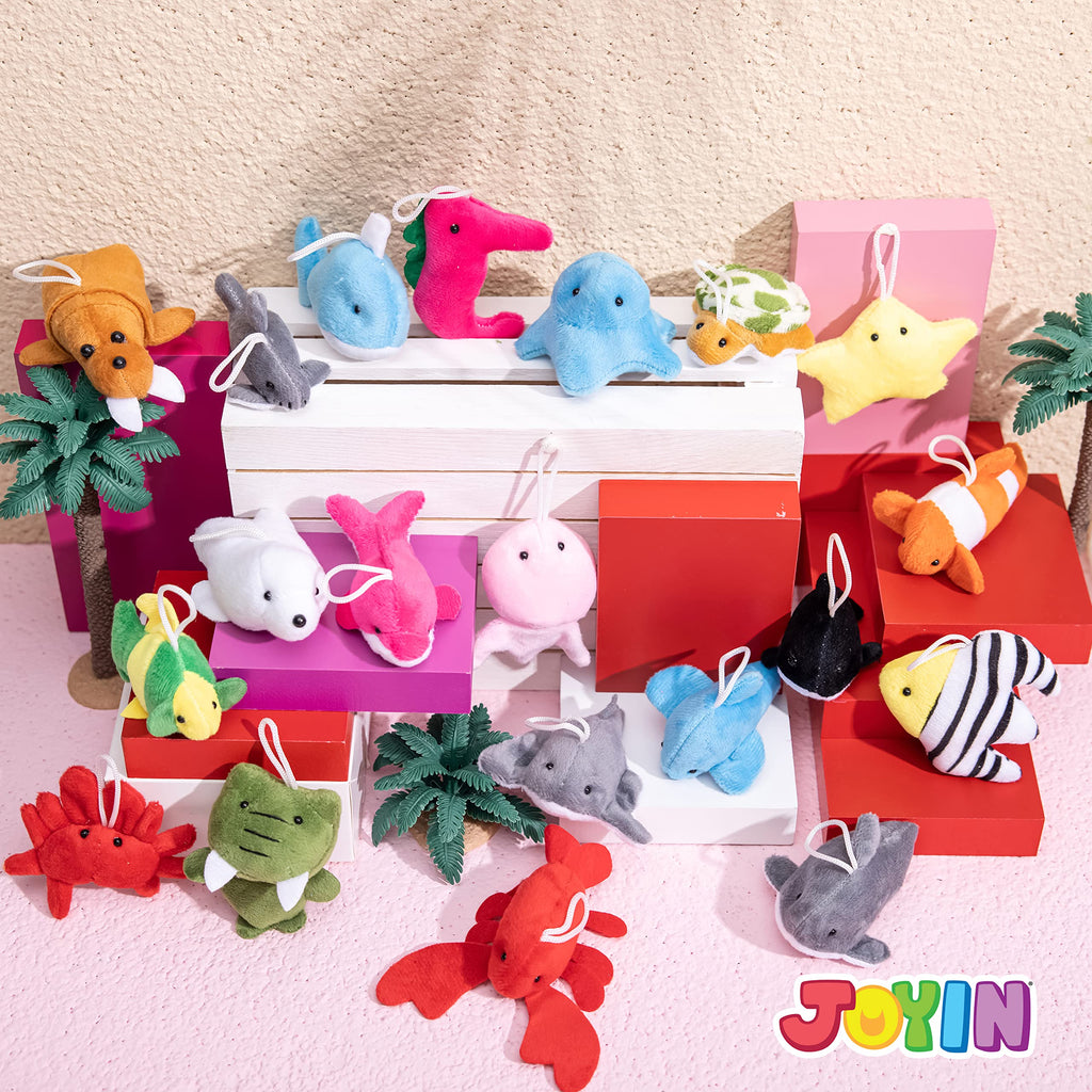 JOYIN 24 Pcs Mini Sea Animal Plush Toys – 3-Inch Stuffed Sea Creatures for Party Favors, Pinata Fillers & Goodie Bags