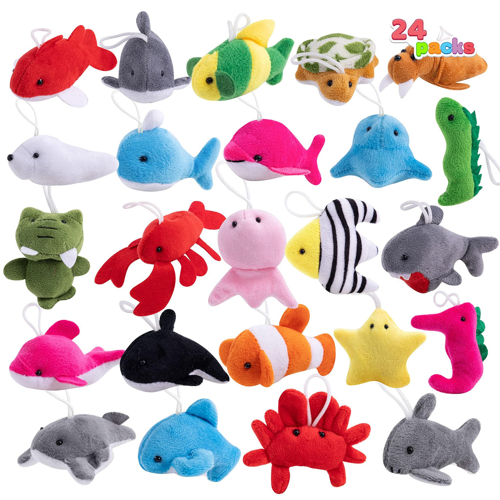 JOYIN 24 Pcs Mini Sea Animal Plush Toys – 3-Inch Stuffed Sea Creatures for Party Favors, Pinata Fillers & Goodie Bags