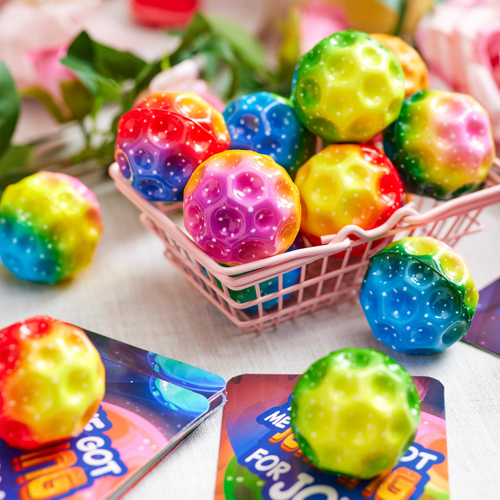 JOYIN 30 Pcs Valentine Bouncy Balls with Cards – Space-Themed Classroom Prizes & Party Favors