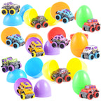 JOYIN 12 Pcs Easter Eggs with Pull-Back Monster Cars – Easter Egg Hunt Toys, Classroom Prizes & Party Favors