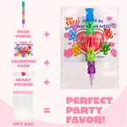 JOYIN 28PCS Valentines Day Bear Pencils & Cards — Classroom Exchange & Party Favors