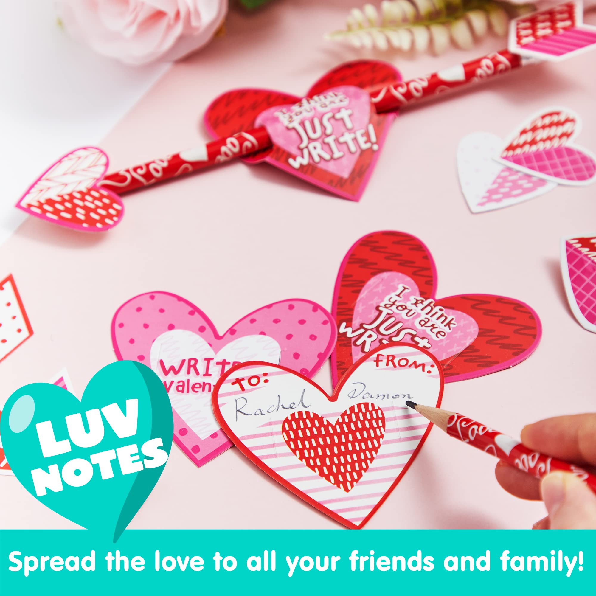 JOYIN 36 Pack Valentines Day Arrow Pencils with Card – Classroom Party Favors