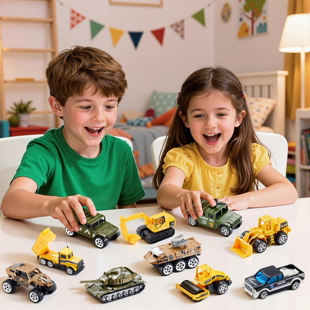 JOYIN 12 Pcs Prefilled Easter Eggs with Die-Cast Vehicles | Easter Egg Hunt Toys & Party Favors
