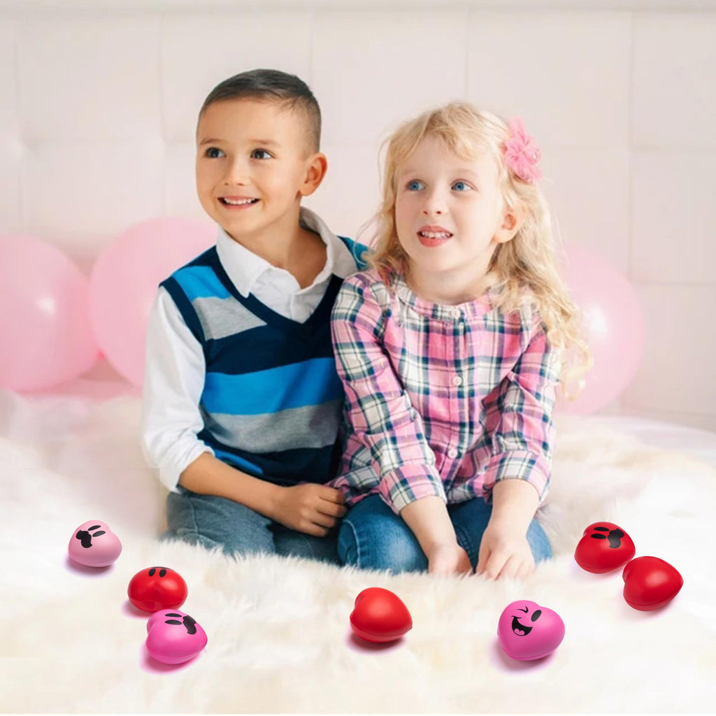 JOYIN 30 Pcs Valentine's Day Heart Stress Balls – 3in Squishy Toys for Kids & Party Favors