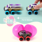 JOYIN 12 Pcs Easter Eggs with Pull-Back Monster Cars – Easter Egg Hunt Toys, Classroom Prizes & Party Favors