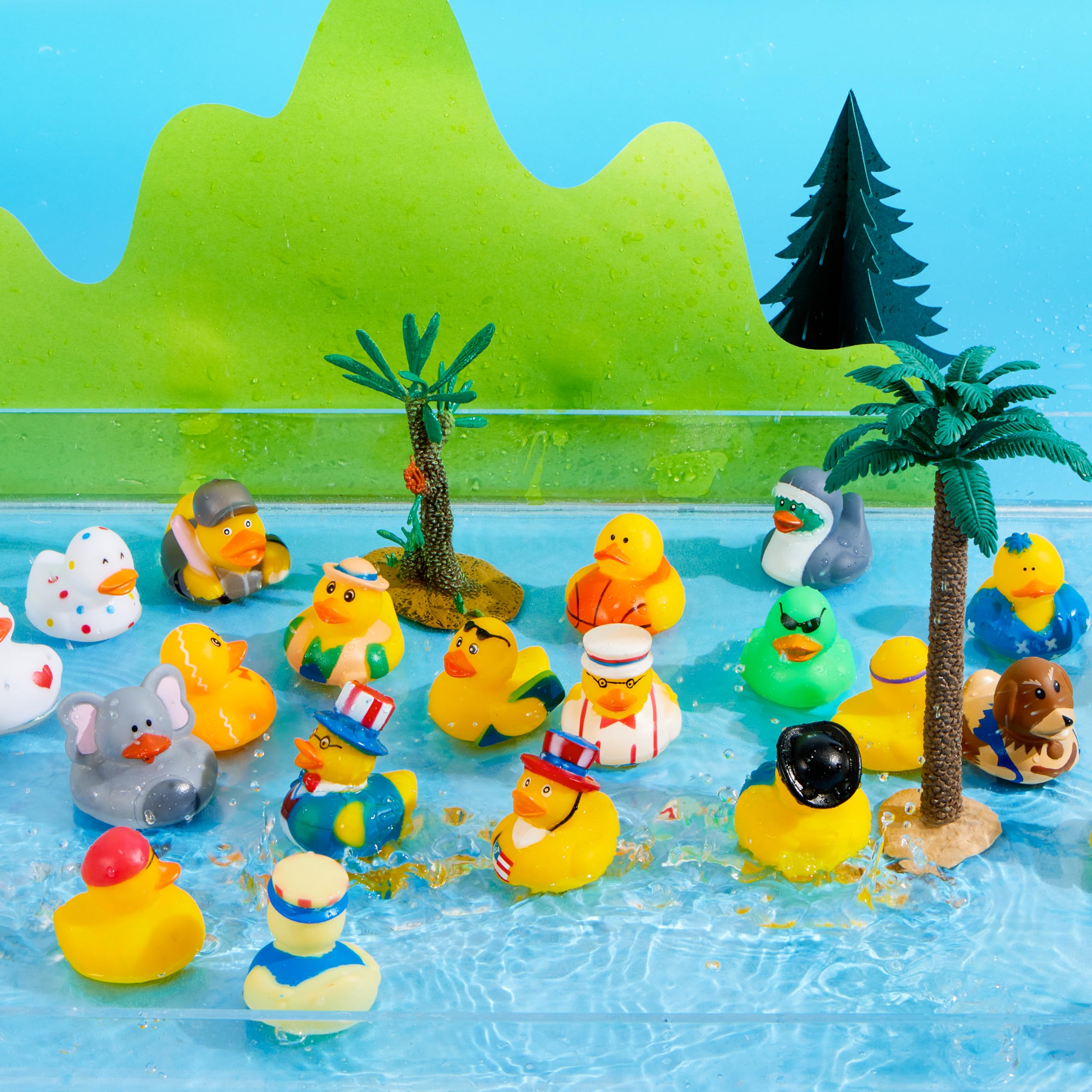 JOYIN 120 Pcs Rubber Ducks Bulk Set with Mesh Carry Bag – Mini Bath Toys & Party Favors