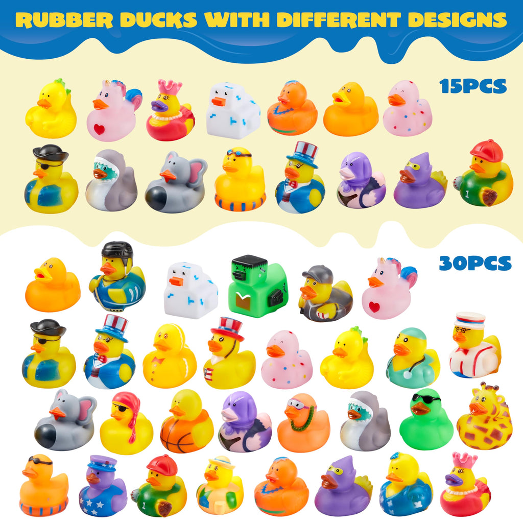 JOYIN 120 Pcs Rubber Ducks Bulk Set with Mesh Carry Bag – Mini Bath Toys & Party Favors