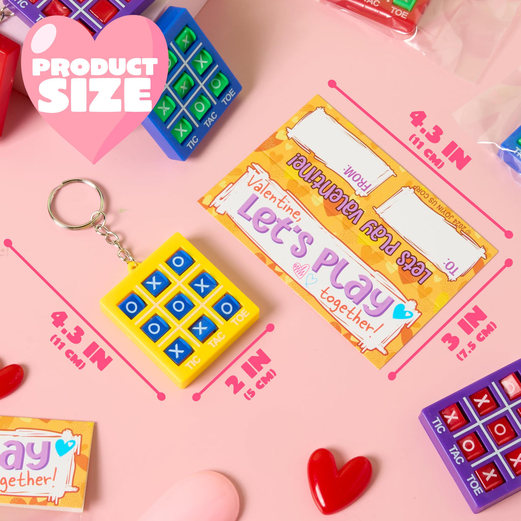 JOYIN 36 Valentines Gift Cards with Tic-Tac-Toe Keychains – Party Favors & Classroom Prizes