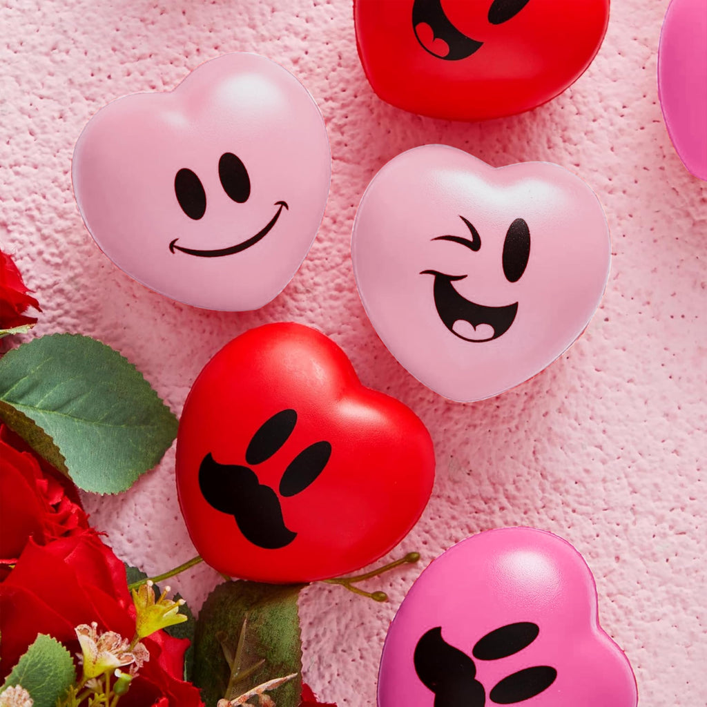 JOYIN 30 Pcs Valentine's Day Heart Stress Balls – 3in Squishy Toys for Kids & Party Favors