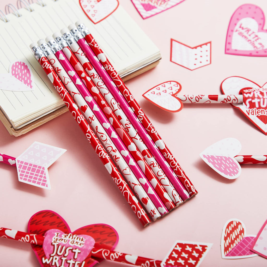 JOYIN 36 Pack Valentines Day Arrow Pencils with Card – Classroom Party Favors