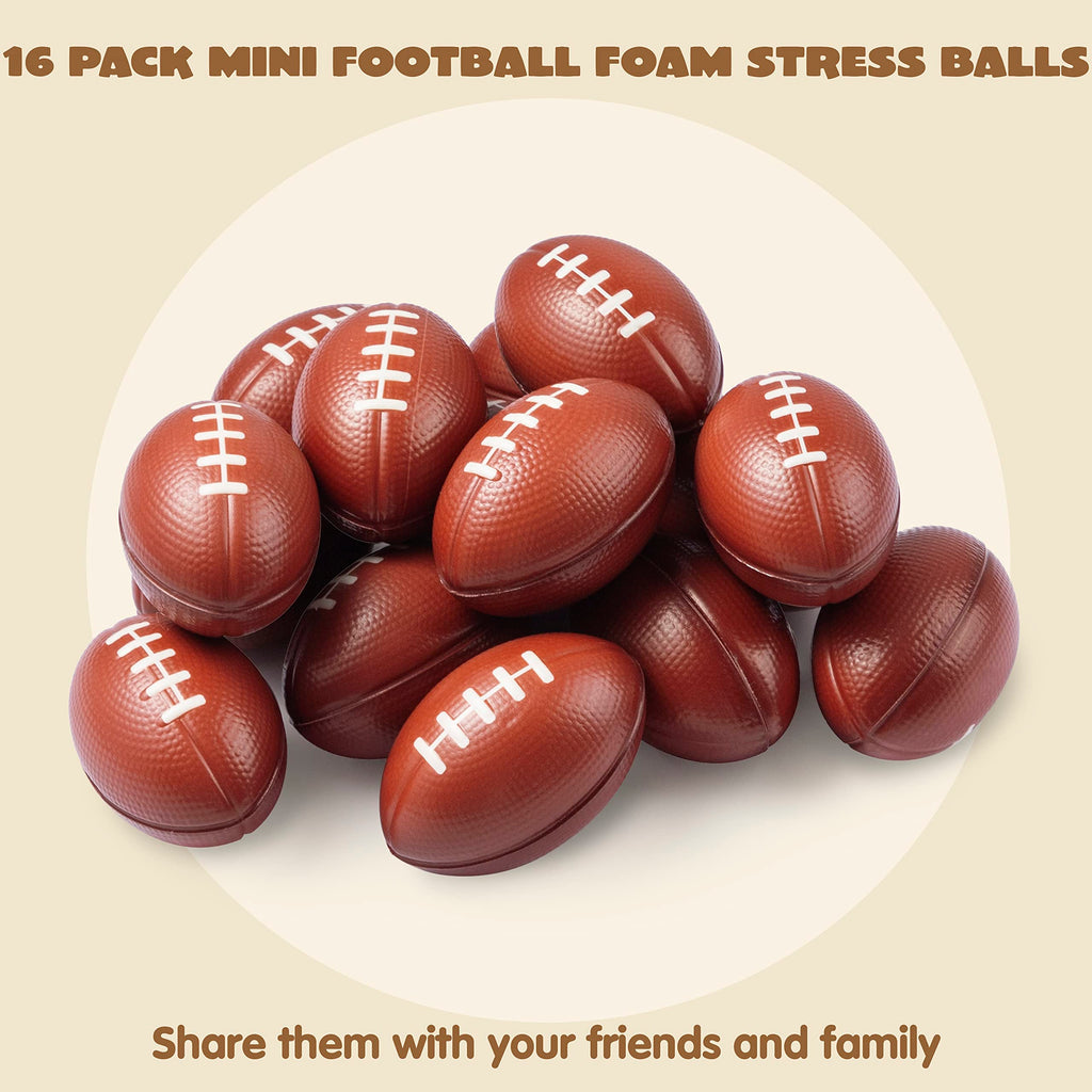 JOYIN 16 Pack Mini Football Foam Stress Balls – Kids Party Favors & Stress Relief Toys
