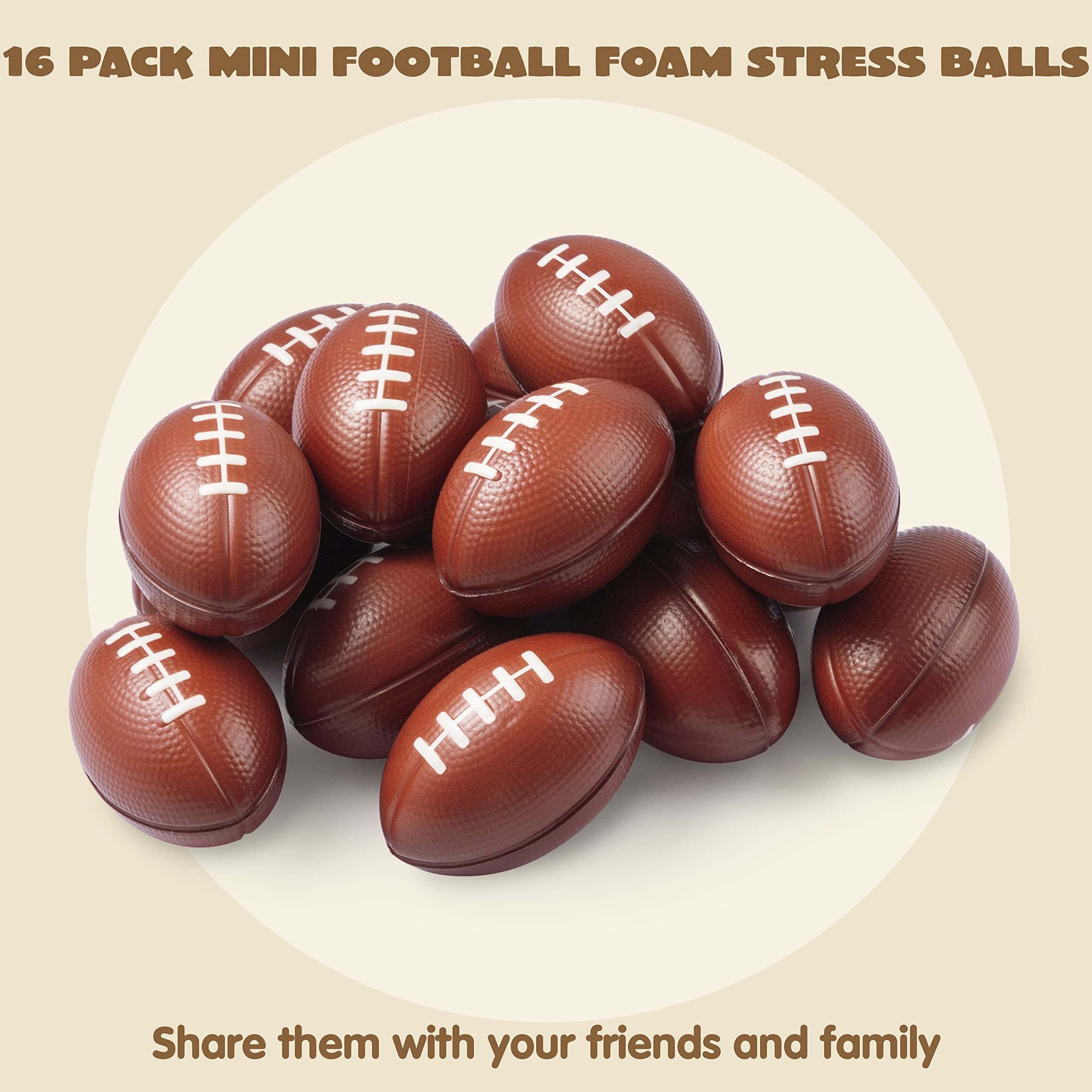 JOYIN 16 Pack Mini Football Foam Stress Balls – Kids Party Favors & Stress Relief Toys