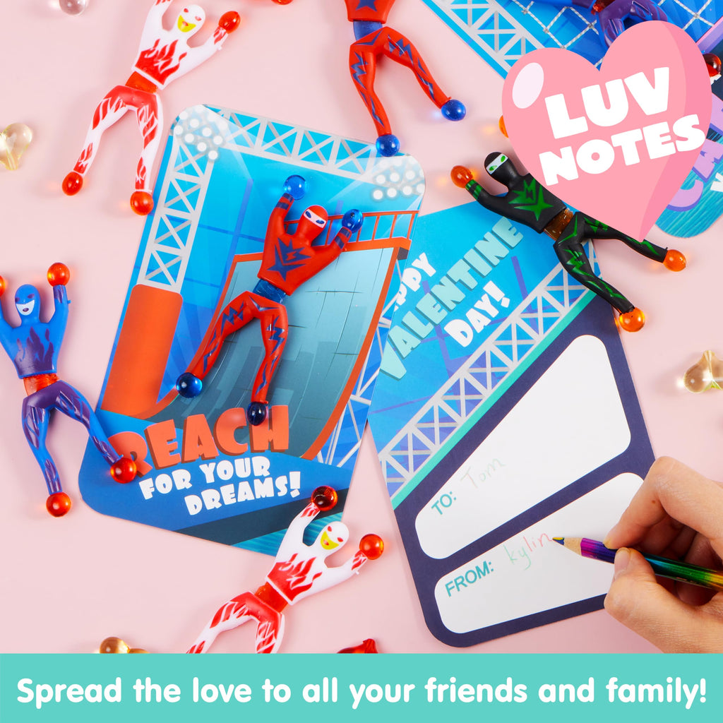 JOYIN 28-Pack Valentine Ninja Sticky Man with Cards – Classroom Gifts & Party Favors
