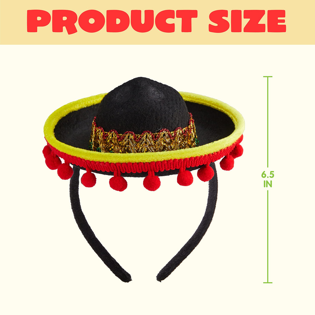 JOYIN 6-Pack Cinco De Mayo Fiesta Fabric & Straw Sombrero Headbands – Party Props & Favors