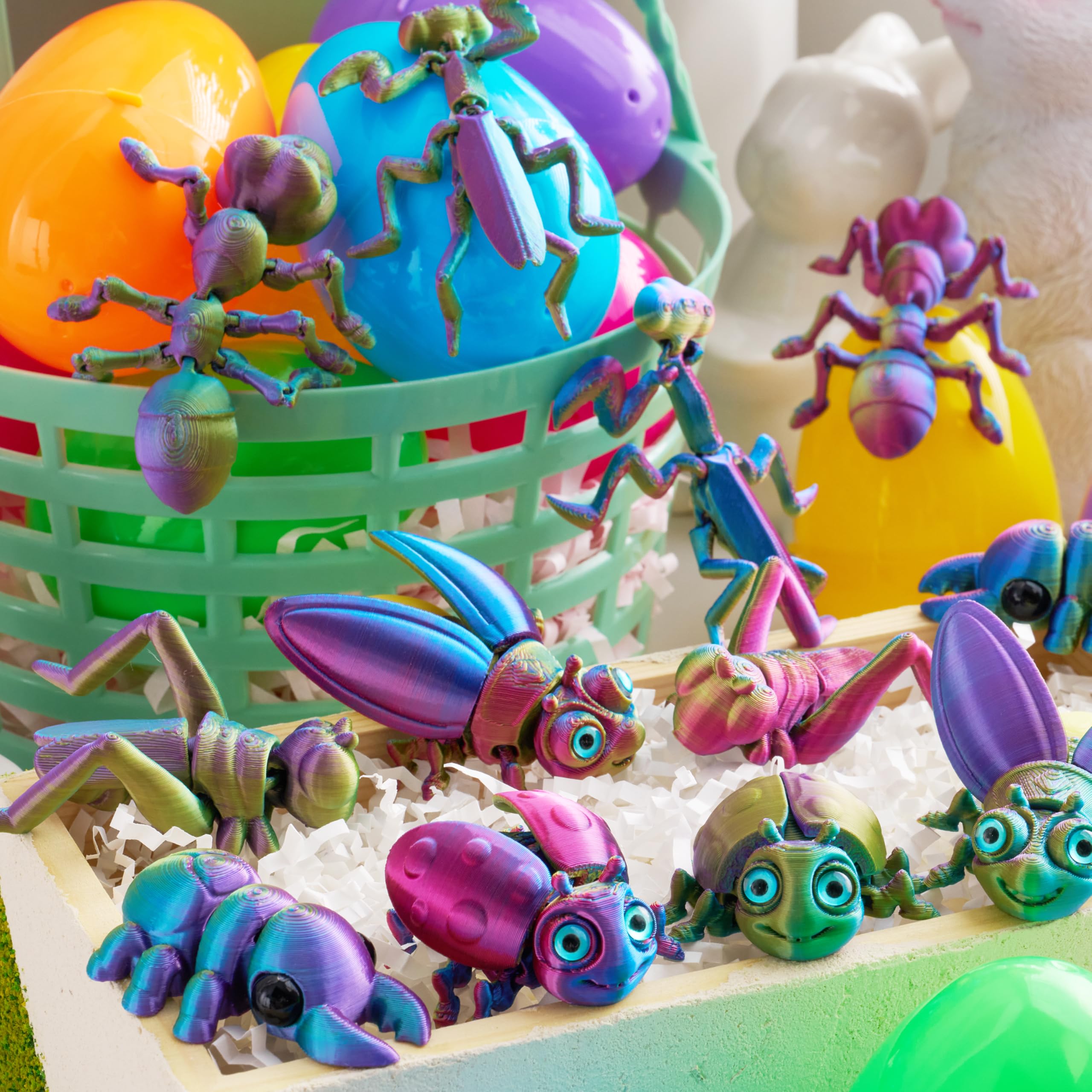 JOYIN 12 Pcs Prefilled Easter Eggs with 3D Printed Insects – Party Favors, Easter Basket Stuffers, Classroom Prizes