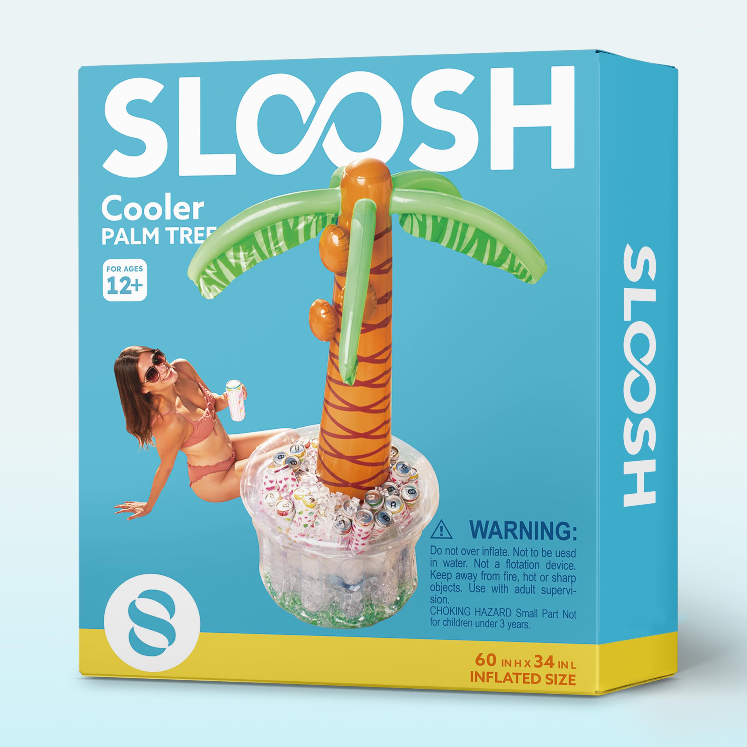 JOYIN 60in Inflatable Palm Tree Cooler – Beach Theme Decor, Pool Party Supplies, Luau
