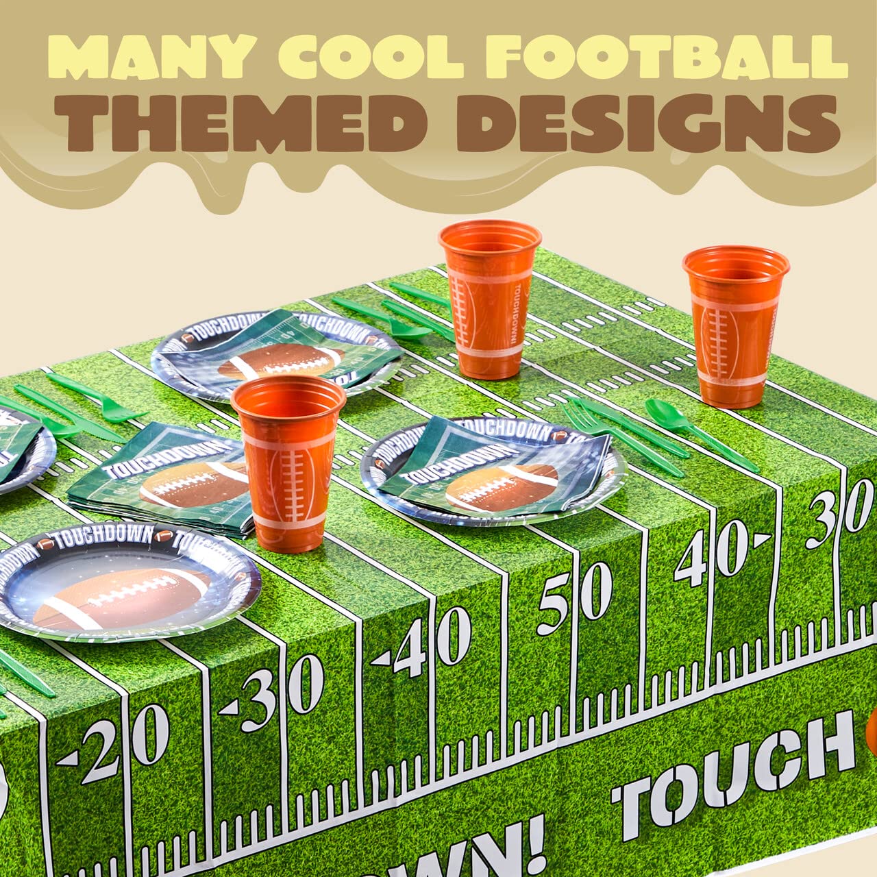 JOYIN 2 Pack Football Table Cover 54x72 – Game Day Tablecloth for Tailgate & Football Parties