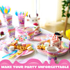 JOYIN 145-Piece Unicorn Party Supplies Set with Banner | Plates, Cups, Napkins & Cutlery