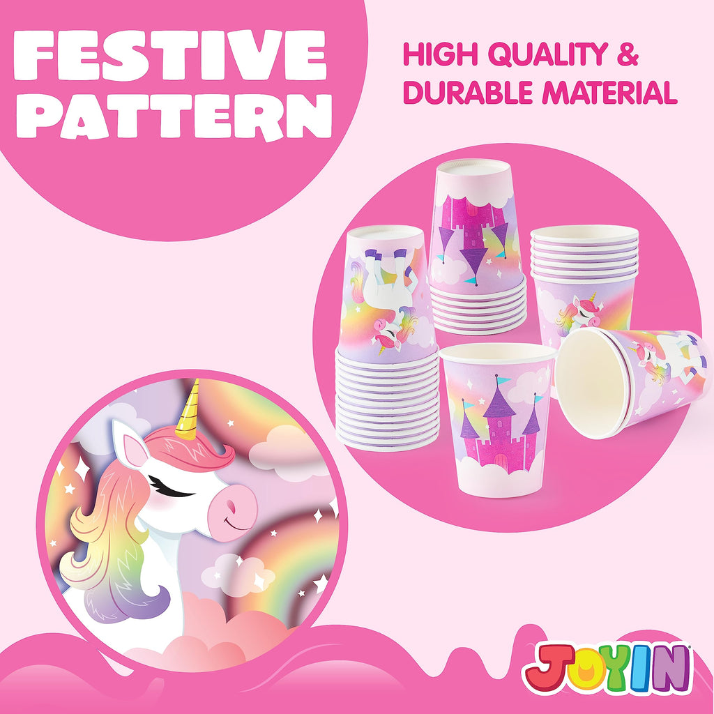 JOYIN 145-Piece Unicorn Party Supplies Set with Banner | Plates, Cups, Napkins & Cutlery