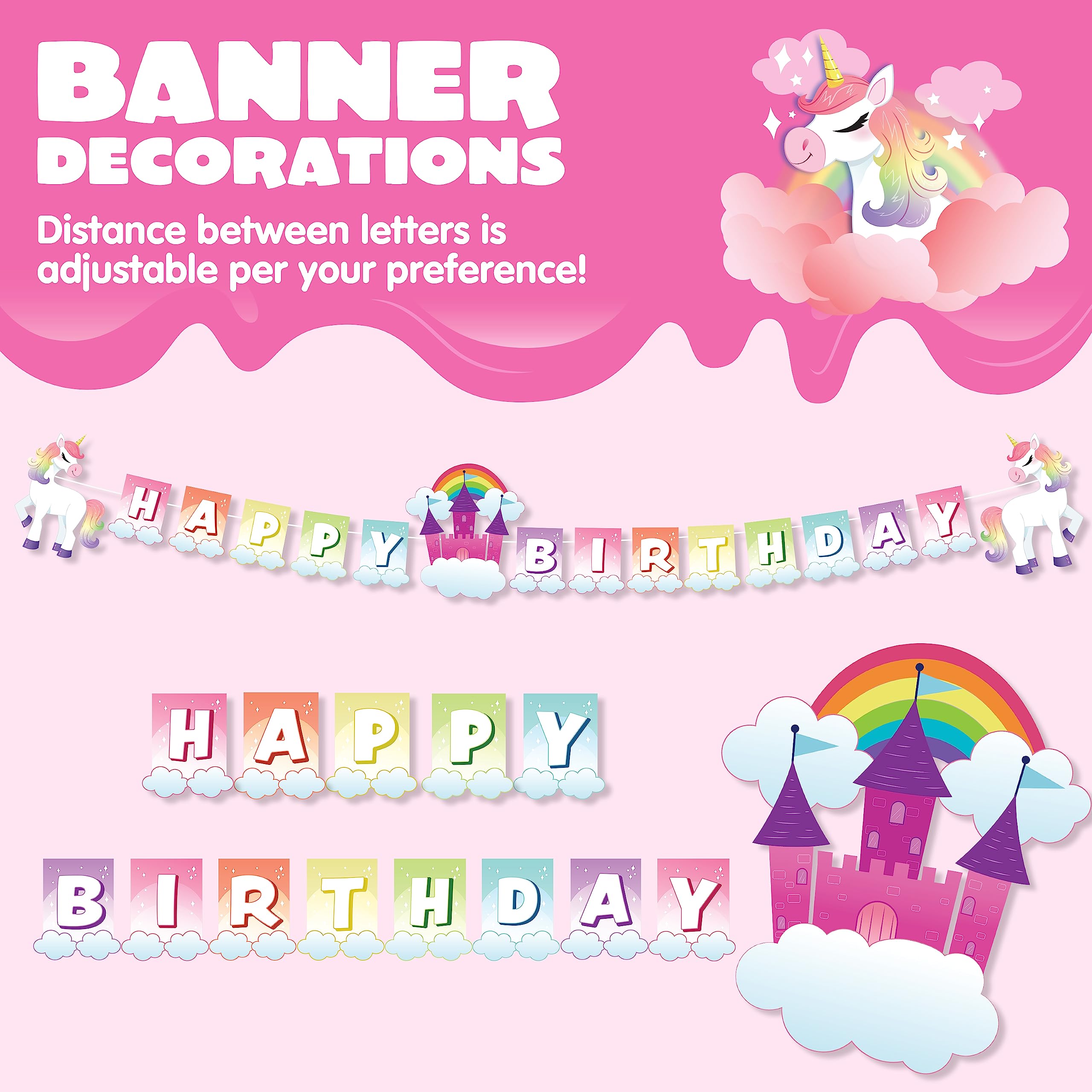 JOYIN 145-Piece Unicorn Party Supplies Set with Banner | Plates, Cups, Napkins & Cutlery