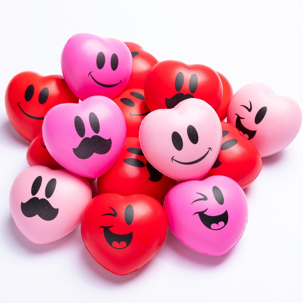 JOYIN 30 Pcs Valentine's Day Heart Stress Balls – 3in Squishy Toys for Kids & Party Favors