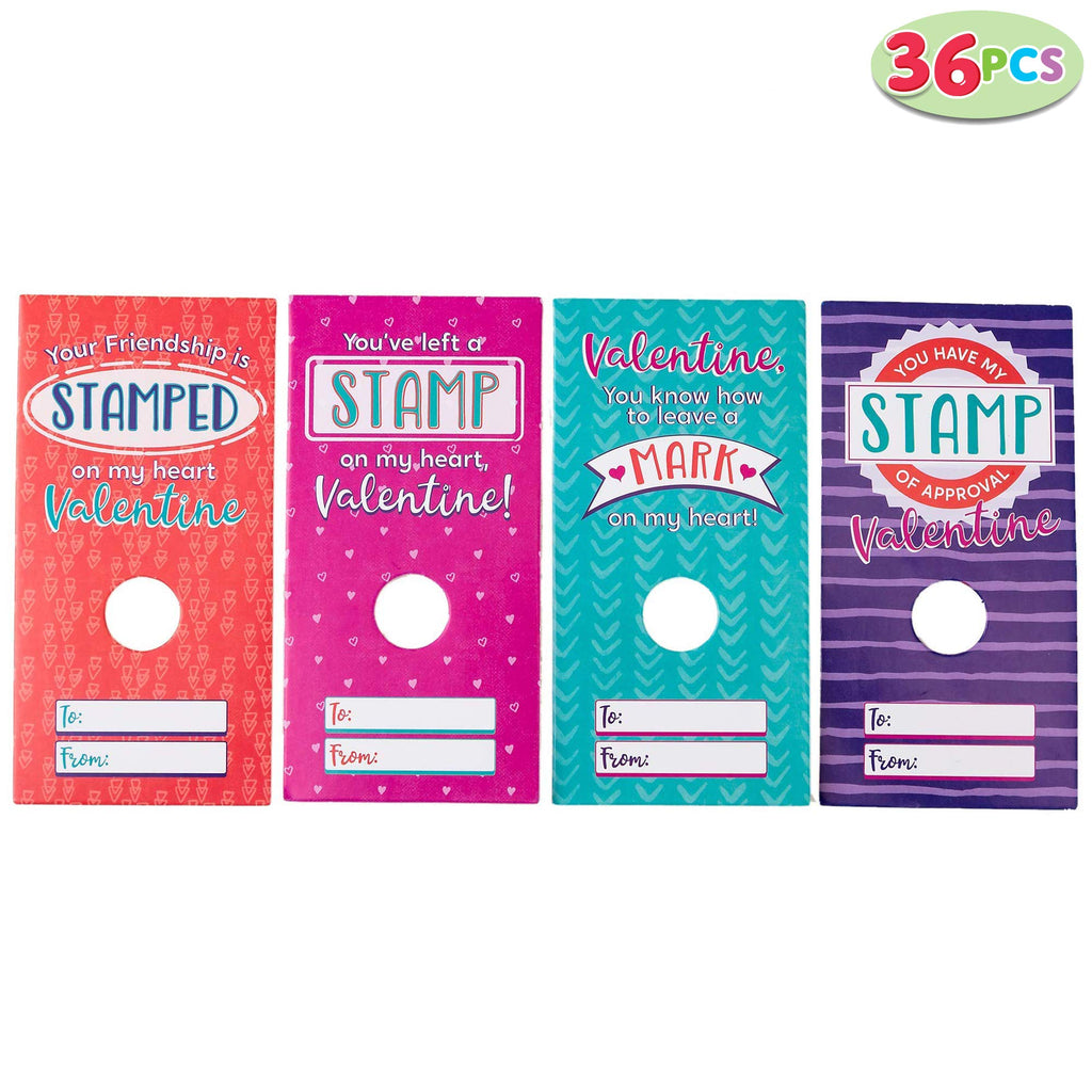 JOYIN 36-Pack Valentine Gift Cards with Stampers – Classroom Exchange & Party Favors