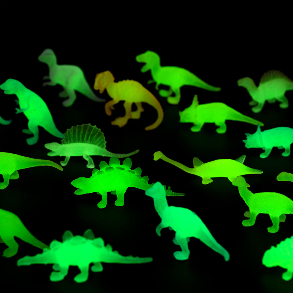 JOYIN 28 Packs Valentines Dinosaur Toys Glow in the Dark with Greeting Cards — Party Favors and Classroom Prizes