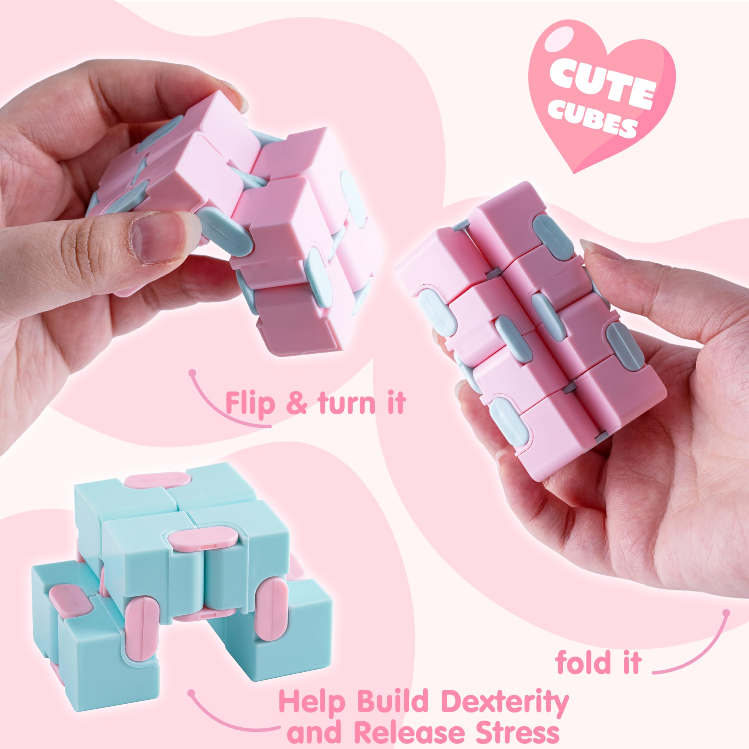 JOYIN 28-Pack Valentine’s Gift Cards with Infinity Magic Toys – Colorful Fidget Party Favors & Classroom Prizes