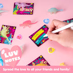 JOYIN 28 Packs Valentines Dinosaur Toys Glow in the Dark with Greeting Cards — Party Favors and Classroom Prizes