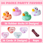 JOYIN 36 Pcs Valentine Mini Rubber Ducks with Cards – Classroom & Party Favors