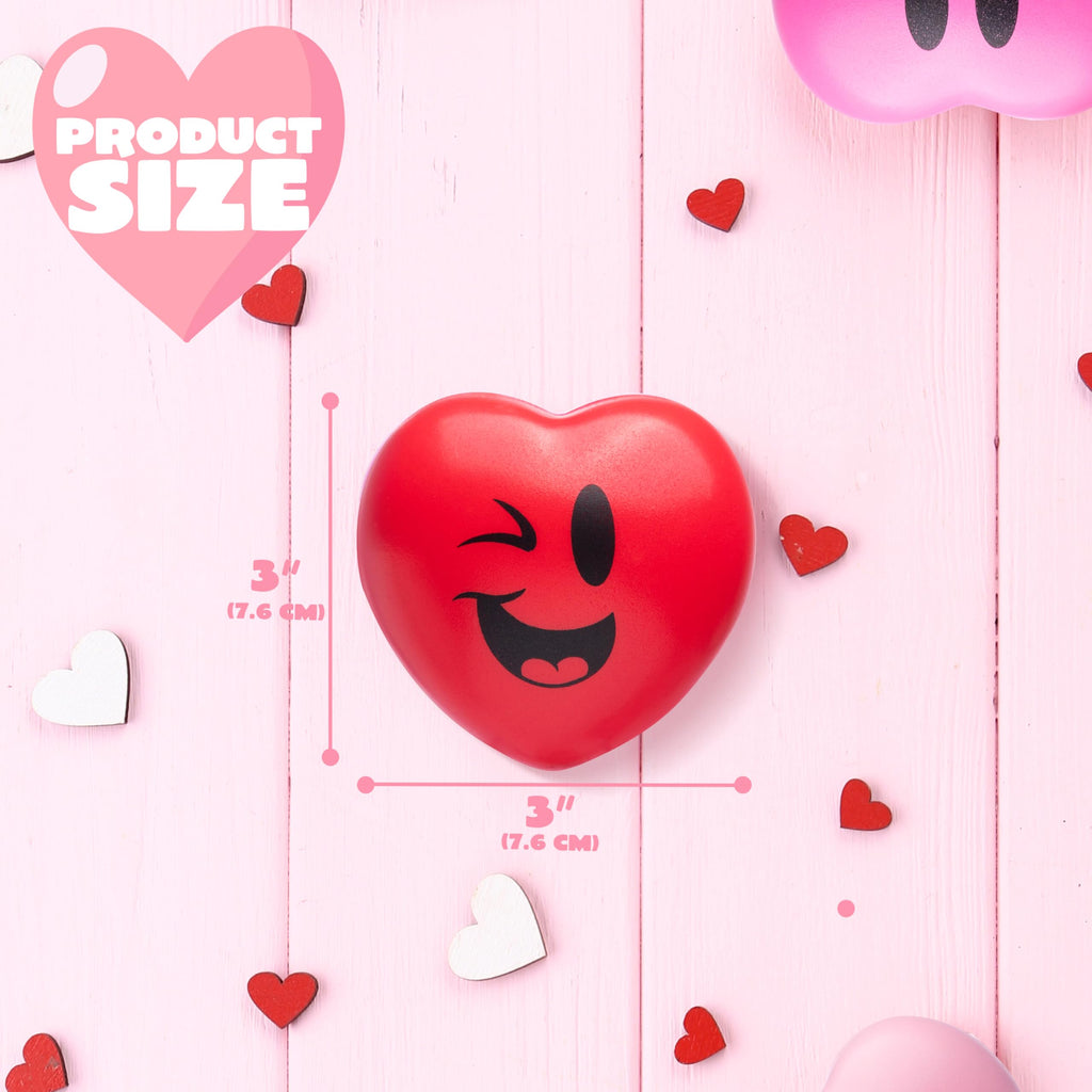 JOYIN 30 Pcs Valentine's Day Heart Stress Balls – 3in Squishy Toys for Kids & Party Favors