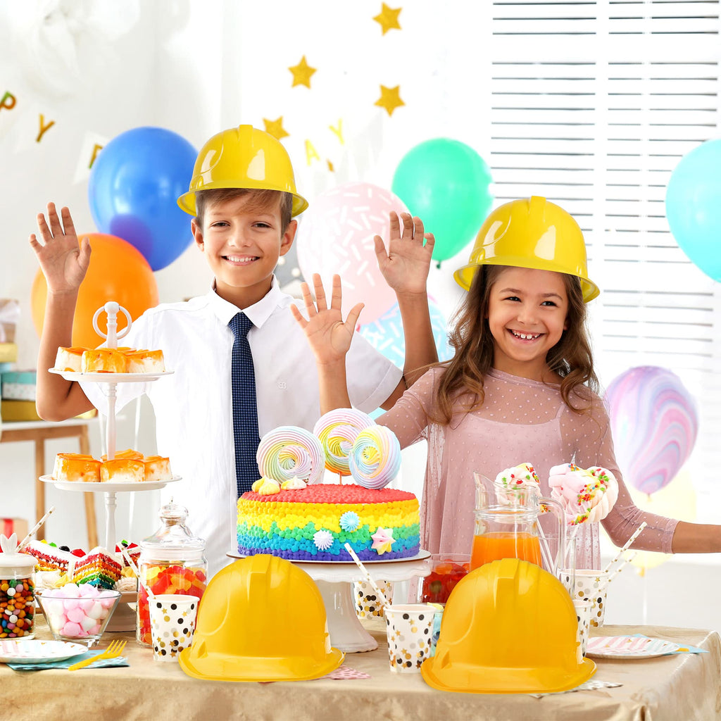 JOYIN 24 Pcs Toy Construction Hard Hats for Kids – Bright Yellow Party Dress-Up Hats