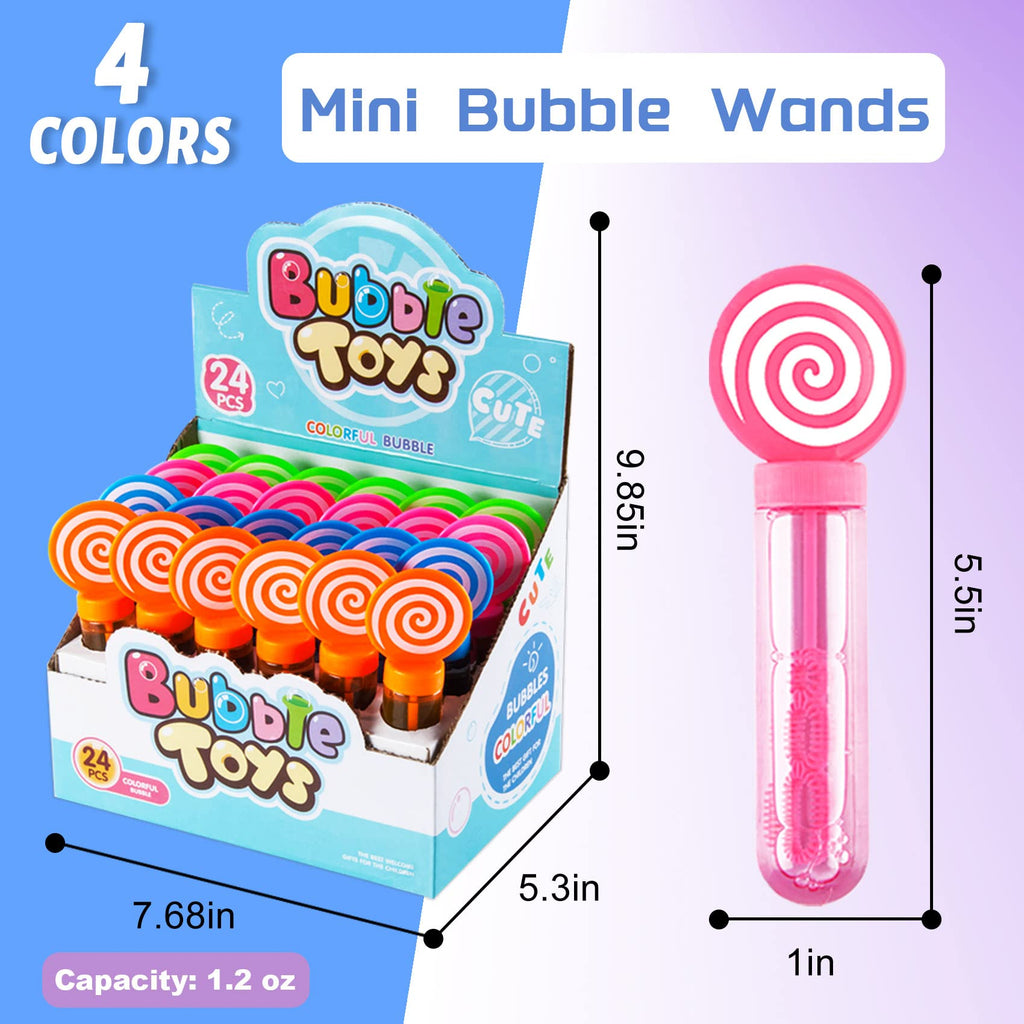JOYYPOP 24 Pack Mini Bubble Wands – 4 Colors for Kids Party Favors